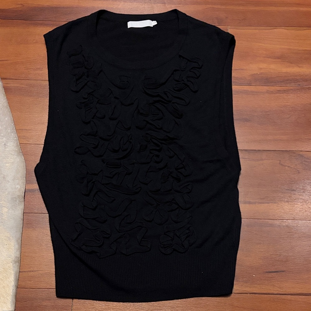 Anne Fontaine Black Textured Knit Tank Top Sz 42